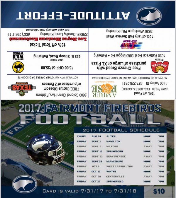 Football Selling Discount Cards – FAIRMONT BOOSTERS